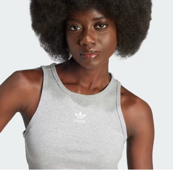 Adidas Women's Light Gray ESSENTIALS RIBBED TANK TOP Size Small NEW - Picture 3 of 13
